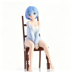 Re: From Zero Leisure Time Chair Rem Figure, Classic Lazy Pose, Semi-Transparent Light Blue Top, 17cm PVC Collectible