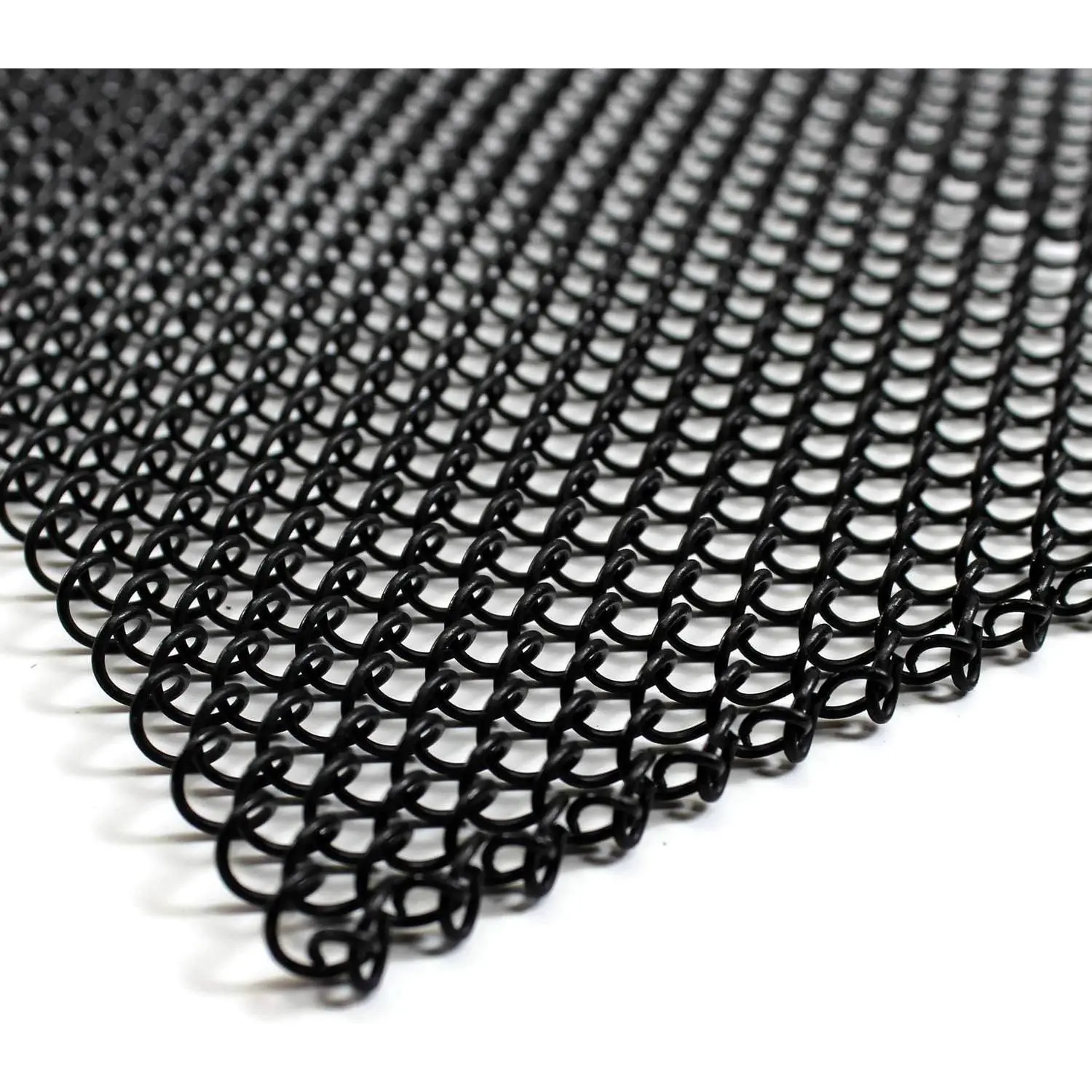 Fireplace Screen Mesh Curtain, 19 in. High - Made in USA, 19-Gauge Steel, 2 Panels - Black