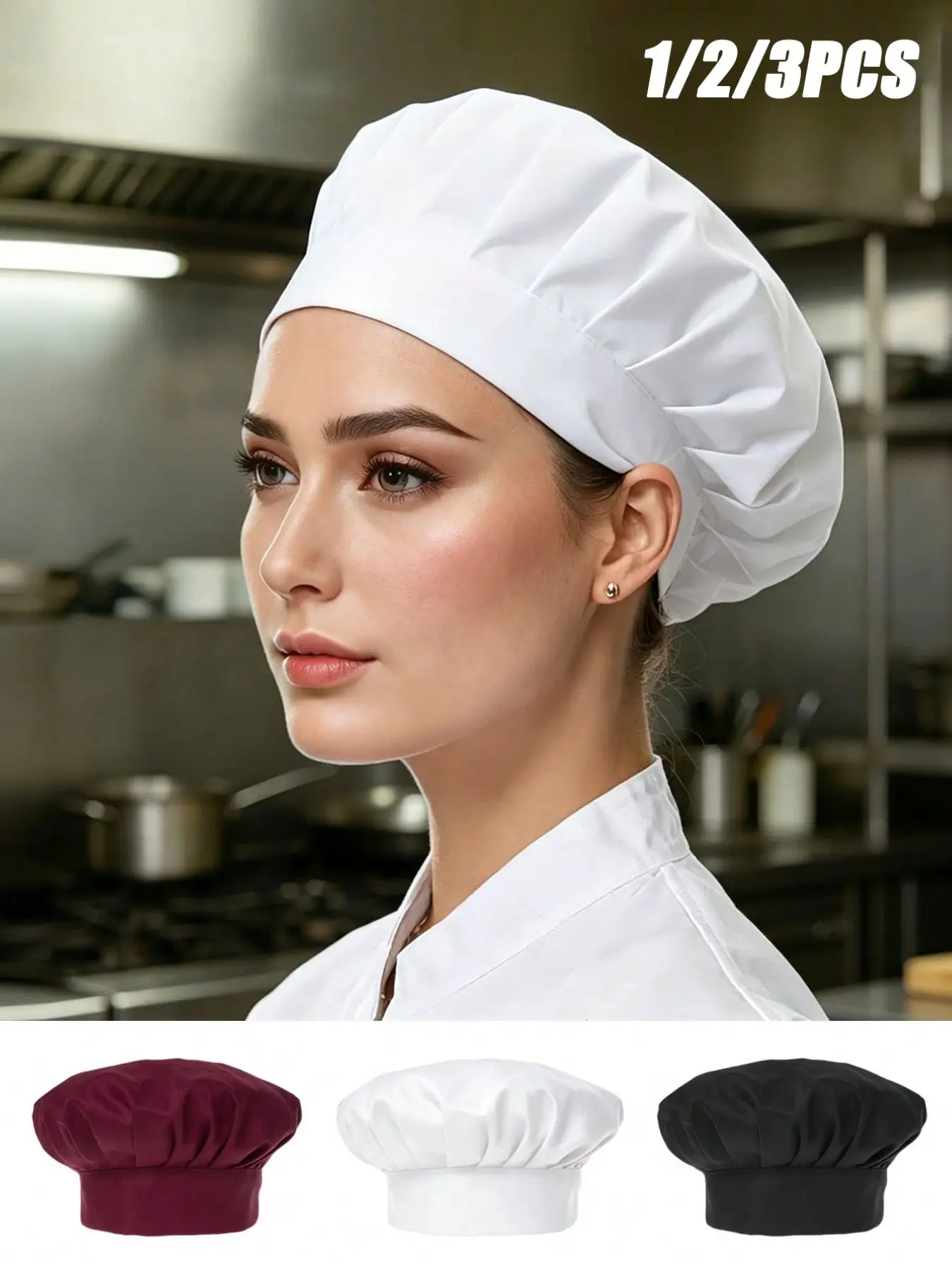 1/2/3 Pcs Unisex Adult Chef Hats, Adjustable Cooking Caps, Home Baking Hats, for Professional Kitchen, Cafes, Restaurants & Catering Service, Kitchen Supplies & Accessories