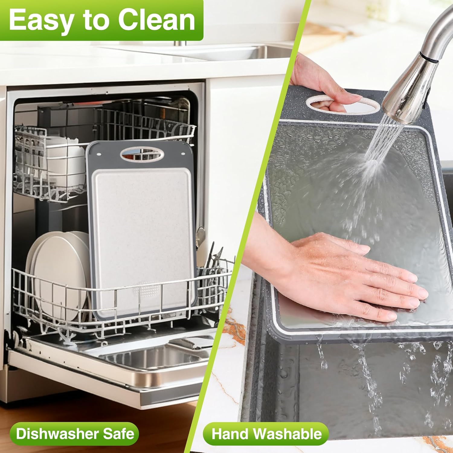 Titanium  Boards for Kitchen - Katuchef Non  Double Sided Metal for Meat/Fish & Wheat Straw PP for Fruits/Vegetables, Dishwasher Safe, Hygienic, Pure Titanium Easy Clean Chopping Board