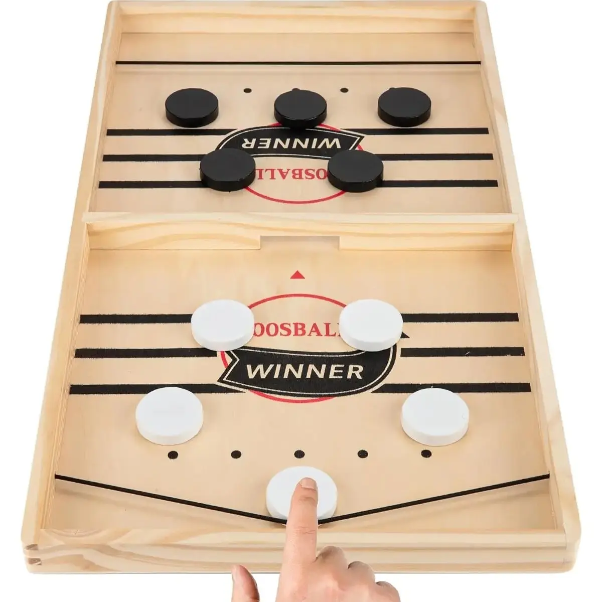 Quick Fire Hockey Game, Fast-Paced Wooden Air Hockey Tabletop Game, Test Speed and Accuracy, Fun for Family Nights and Friends, Large Board, Real Wood, Two-Player