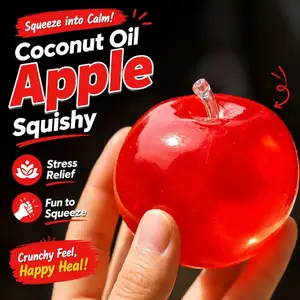 Red Apple Coconut Oil Squishy Toy Non‑Rebound Moldable Stress Relief Fidget Squeeze Ball Sensory Anxiety Toy for ADHD Autism Gift for Adults