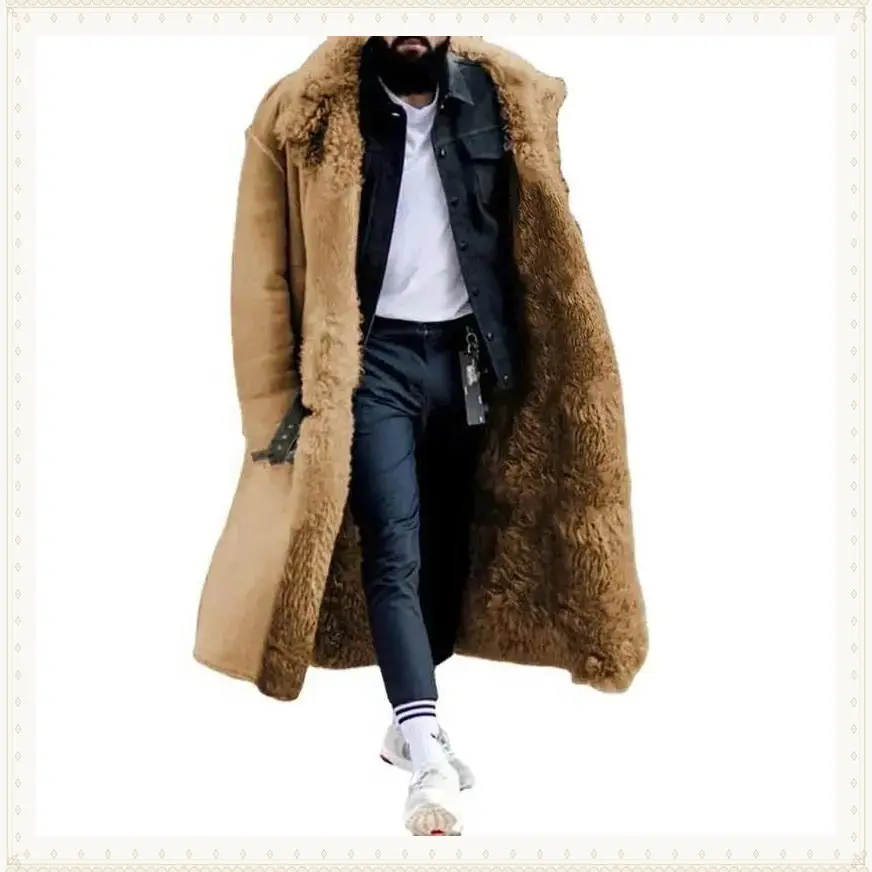 European and American Independent Station Hot-Selling Shearling Men's Coat Faux Leather Velvet Cross-Border Jacket Wish Four Colors Eight Sizes Extra Long