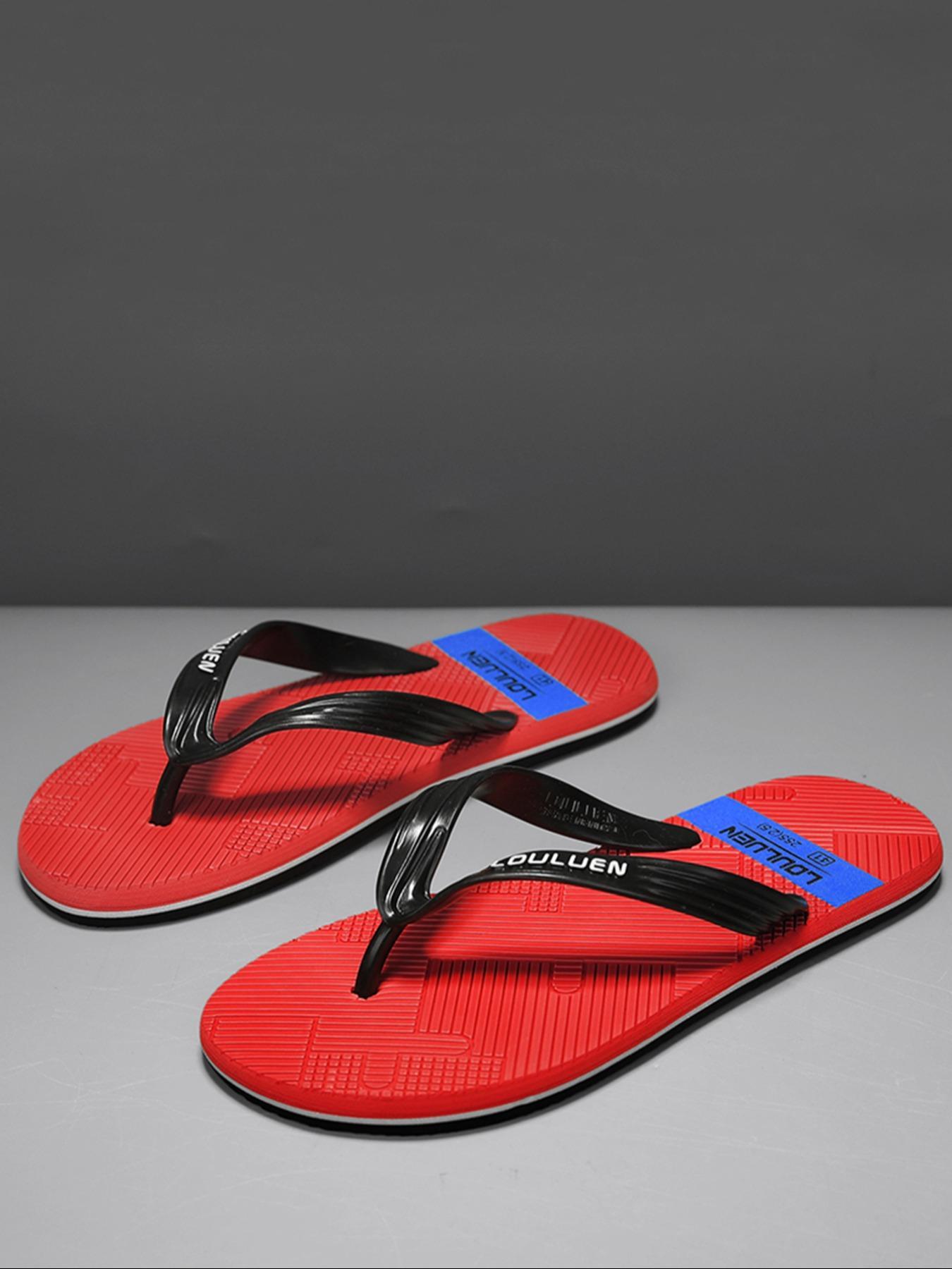 Men's Simple Plain Flip Flops, Casual Comfortable Non-slip Flip Flops for Indoor & Outdoor Wear, Breathable Soft Sole Flip Flops for Beach Footwear