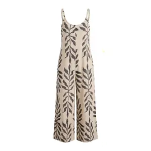 Women's Casual Chic Bohemian Printed Loose One-Piece Jumpsuit, Summer Fashion Sleeveless Jumpsuit, Comfortable and Stylish Boho Overall, Casual Sleeveless Overalls