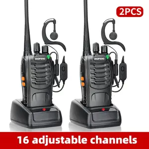2-Pack Baofeng 888s Rechargeable Long-Range Walkie-Talkies, 16 Channels, Handheld Two-Way Radio, Battery & Charger Included, Outdoor Use