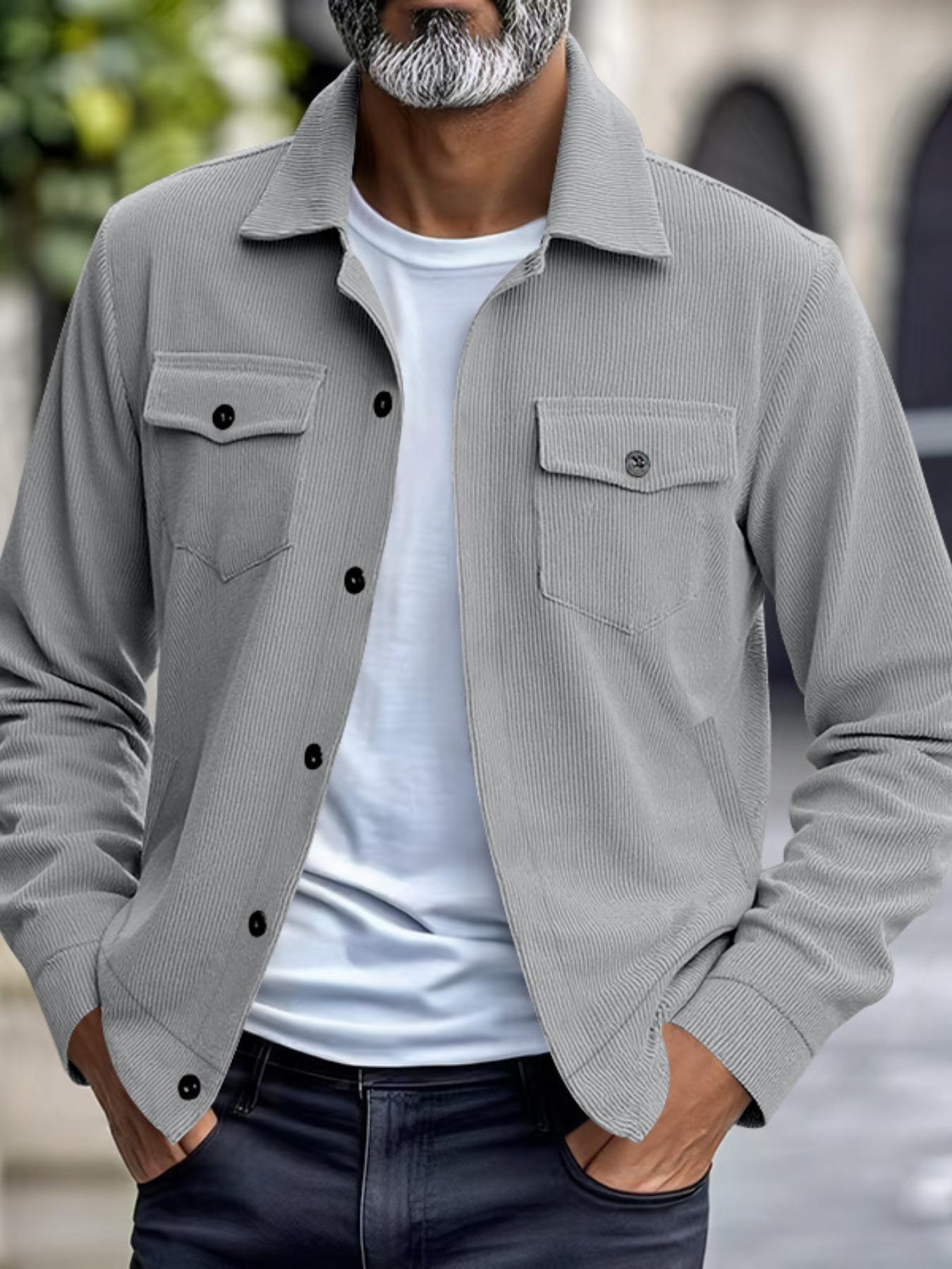 Men's Corduroy Jacket Coat, Spring & Fall Heavyweight Casual Outerwear, Durable Comfortable Design, Perfect for Outdoor Activities