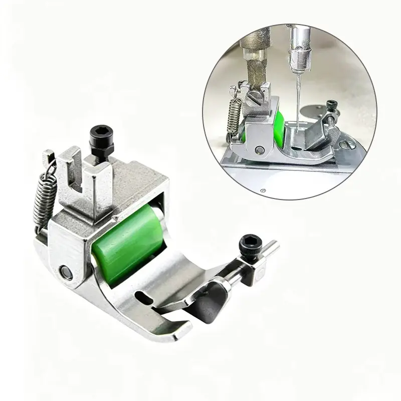 New Q7 Flat Bed Edge Roller Press Foot, Adjustable Width Top Strip Tape Edge Press Foot, Wheel Press Foot for Sewing Machines