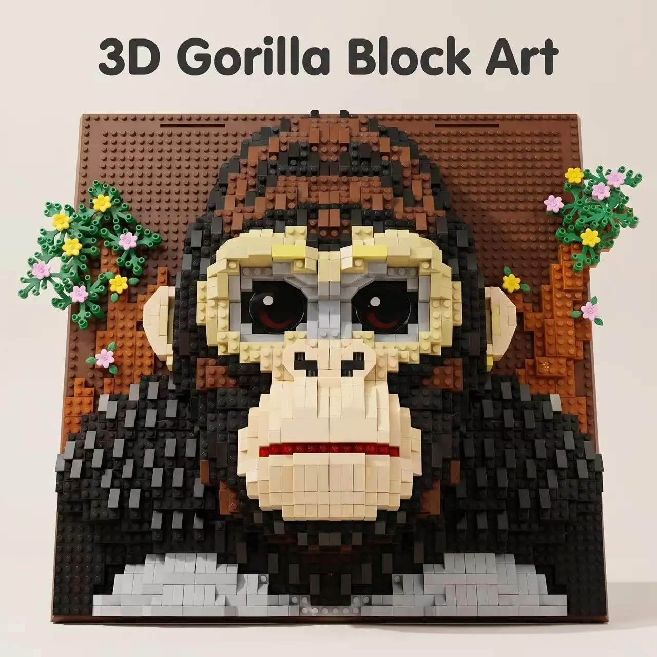 2000+pcs 3D Chimpanzee Wall Art Micro-Particle Building Blocks Set, DIY Construction Creative Puzzle Sculpture, Home Decor, Adult Stress Relief Gift