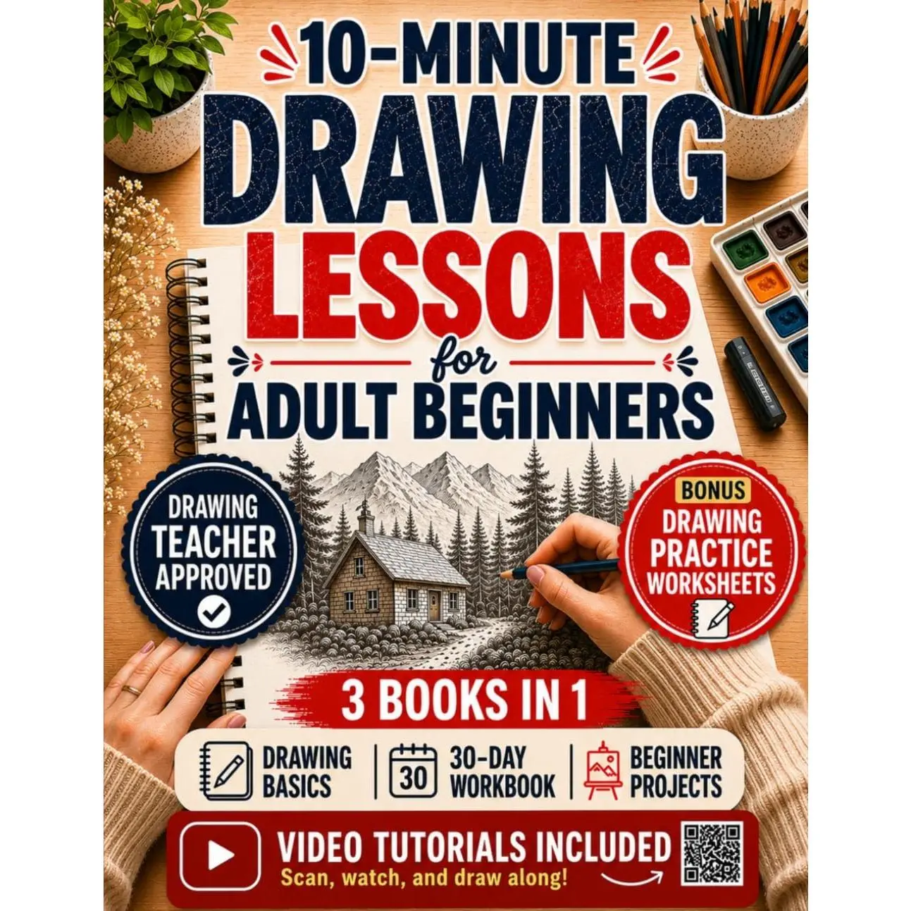 10-Minute Drawing Lessons for Adult Beginners: A Stress-Free 30-Day Course & Workbook - Step-by-Step Sessions to Draw from Scratch, One Calm Evening at a Time (No Talent, No Experience Needed)