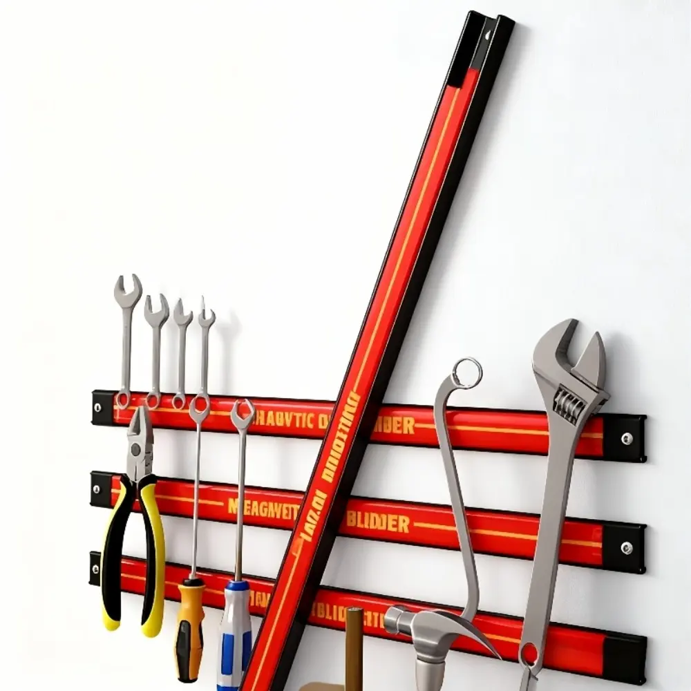1/2Pcs Red Magnetic Tool Holder System, Heavy‑Duty Magnetic Base With Tool Slots, Magnetic Hanging Tool Organizer for Garage, Workshop & Home Storage, Fits Wrenches, Sockets, Screwdrivers, Housewarming Supply, for Man Cave Setup, Garage Tool Organiser