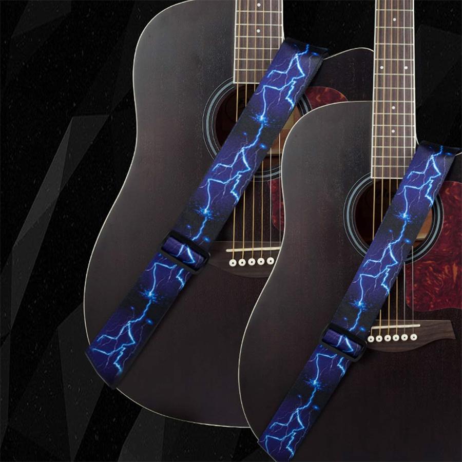 Guitar Backpack, 10pcs Lightning Pattern Adjustable Guitar Strap, Guitar Belt Sling, Electric & Acoustic Guitar Accessories, Music Accessories for Guitar Player