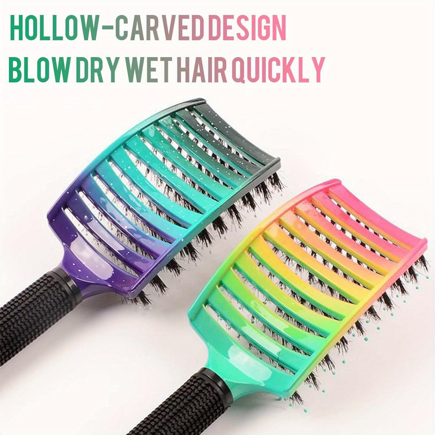 2PCS Flexible Nylon Bristle Hair Comb,Detangling Brush Set for Women,Massage Hollow Comb for Normal Hair, ABS Handle, Detangle Brush, Unentanglement