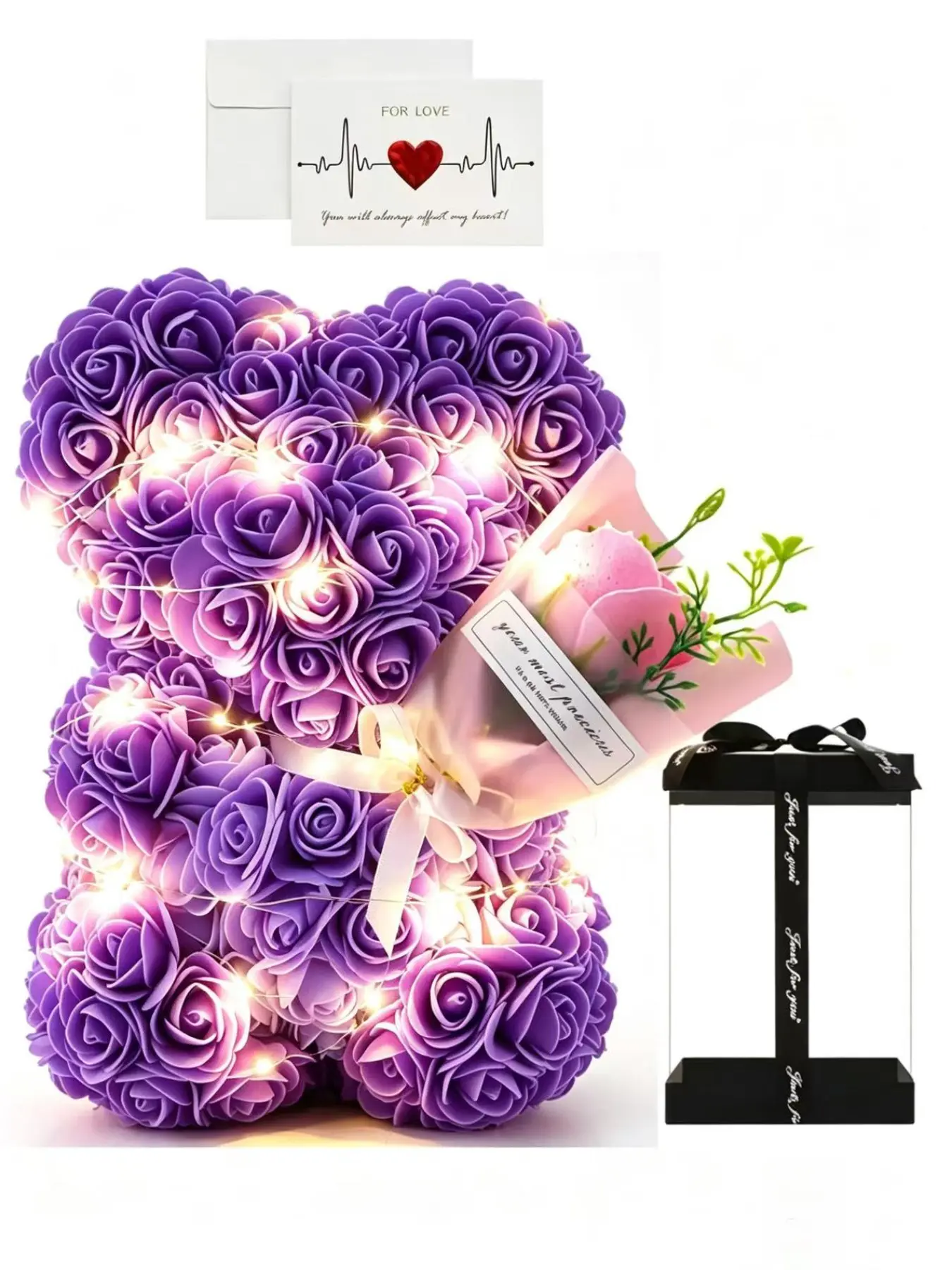 Handmade Rose Bouquet Bear for Valentine's Day, Mother's Day, Christmas, Perfect Gift for Mom, Girlfriend, Best Friend