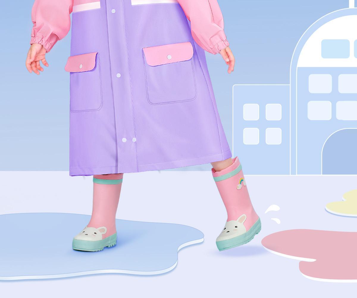 College style kindergarten with backpack, full body waterproof raincoat and raincoat