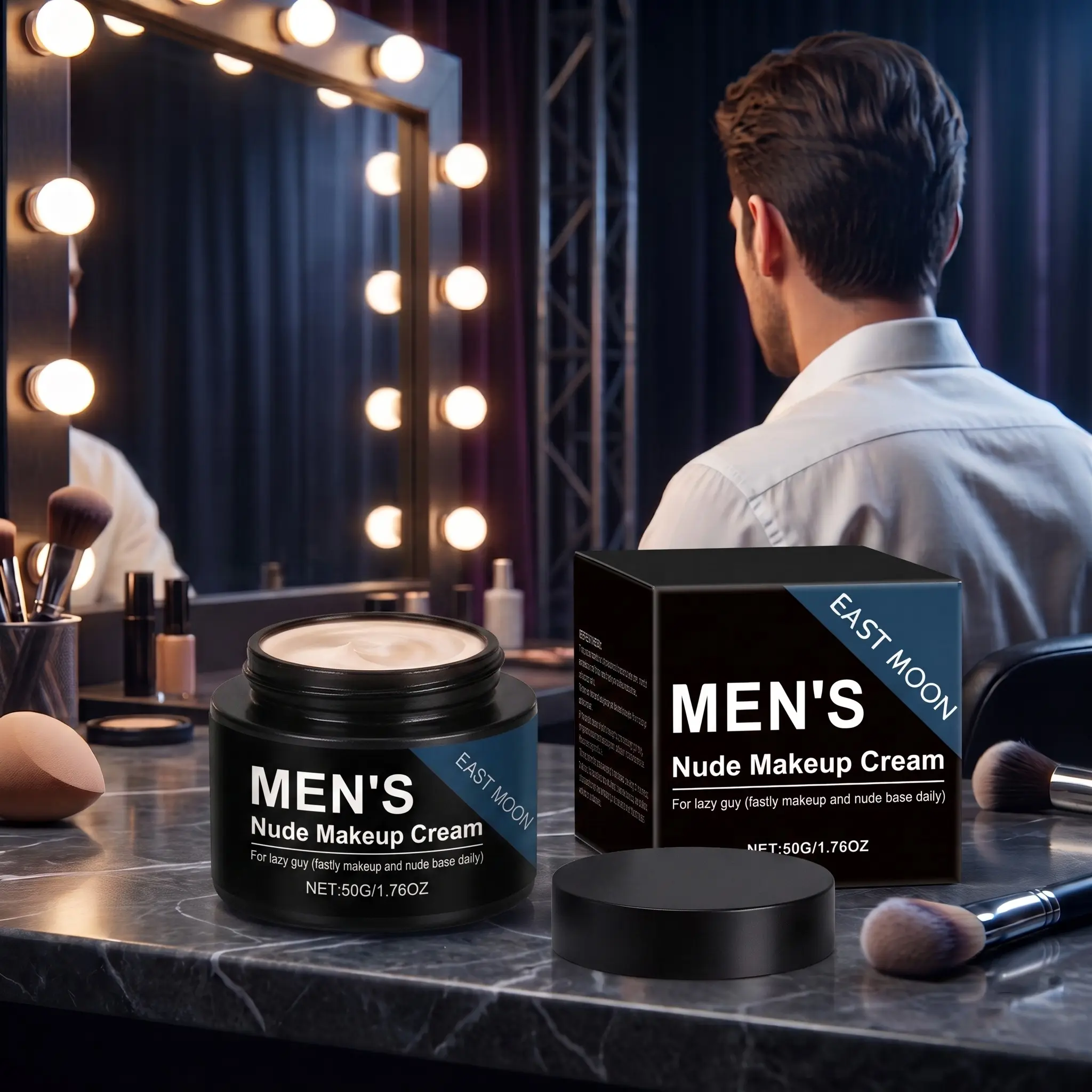 Men's Primer Foundation, Natural Nude Color, Lightweight Moisturizing Texture, Concealer Waterproof Sweatproof, Long-Lasting Freshness