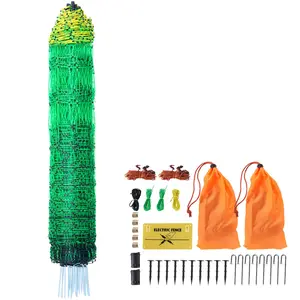 【DealsForYouDays】VEVOR Electric Fence Netting, 48" Hx 168' L, PE Net Fencing Kit with Posts Double-Spiked Stakes, Utility Portable Mesh for Chickens, Ducks, Geese, Rabbits, Used in Backyards, Farms, and Ranches