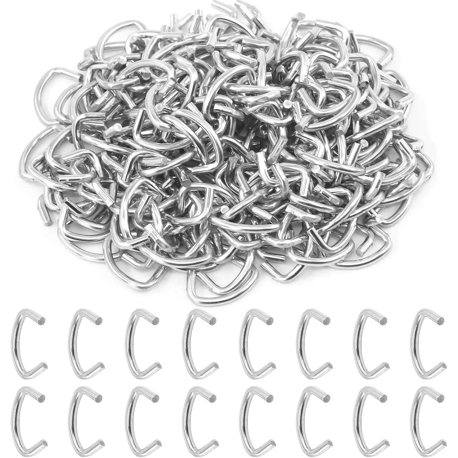 1000 count 1/2'' Upholstery Steel Hog Rings kit for Auto Upholstery, Bungee Cord, Fencing,   Cages, Meat Bags, DIY Craft, Furniture and  (1/2'' Hog Rings)