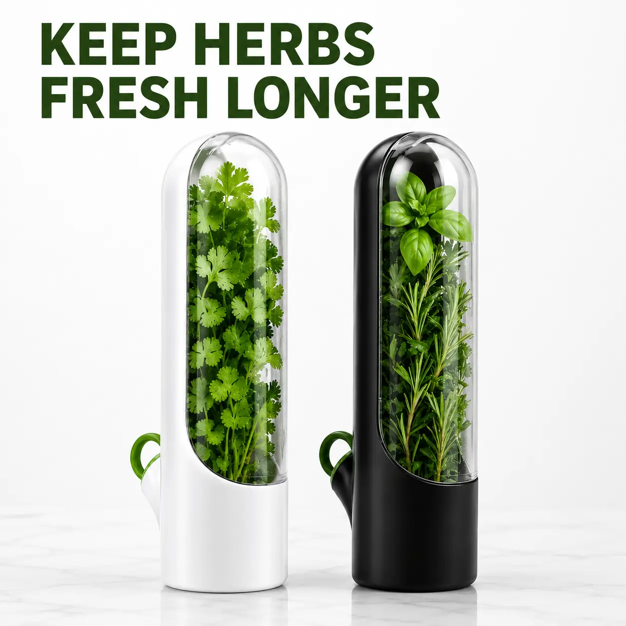 MIUVA Refrigerator Herb Saver - Fresh Herb Keeper with Water Reservoir and Clear Cover, Food Storage Container for Cilantro, Parsley, Mint