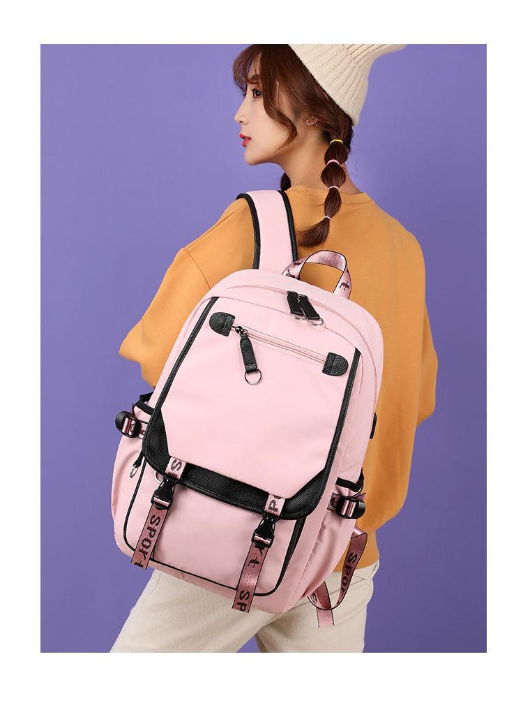 Cross-border Casual Korean Style Backpack Outdoor Large Capacity Junior High School Student Solid Color Simple Multi-layer Laptop Backpack