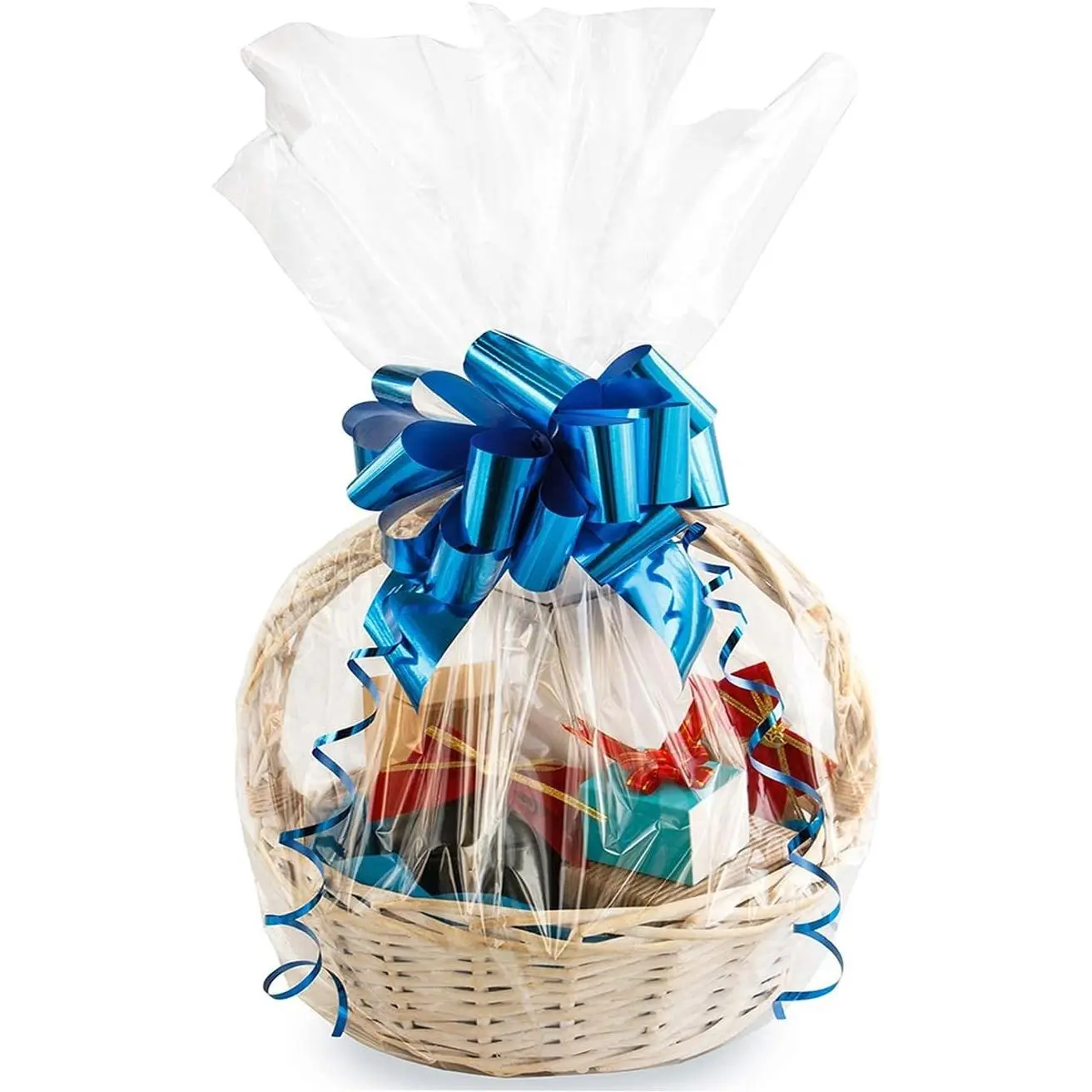 Large Cello/Cellophane Bags,30x 40 Inches Clear Basket Bags OPP Plastic Cellophane Wrap for Gift Baskets Packaging 5 Pieces (No Bow or Ribbon Included)