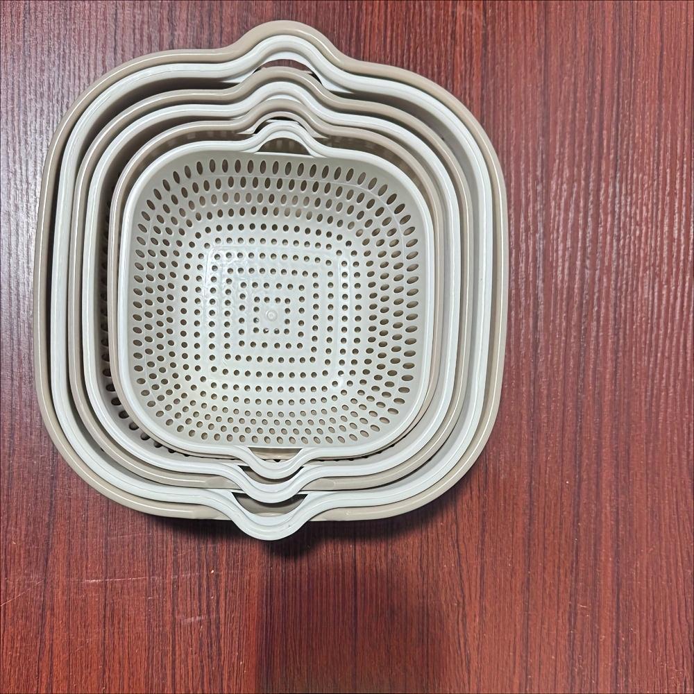 Three Piece Suit Double Layer Drain Basket - Reusable, Collapsible, Vegetable Washing, Colander, Plastic Strainer, Household Kitchen Essential for Fruits, Kitchen Gadgets, And Additions