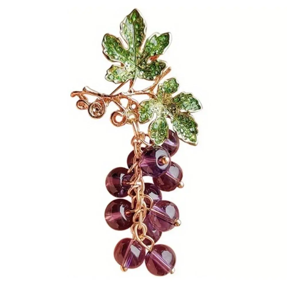 Fresh Sweet Creative Fruit Grape String Brooch Temperament Corsage Female Cardigan Fixed Anti Fading Pin Accessories