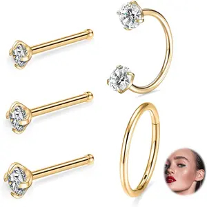 5 count Septum  20g Seamless Nose Rings Hoop G23 Titanium Horseshoe Ring 20G Circular Barbell Internally Threaded 20G Screw L-Shaped  Nose Stud Lip Tragus Daith Cartilage Helix