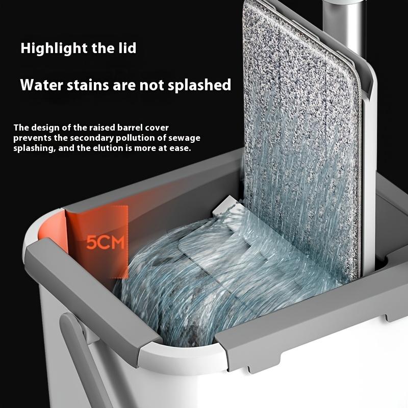 Home Mop and Bucket Set with Wringer – Flat Mop System for Efficient Floor and Wall Cleaning, Includes 2 Reusable Microfiber Pads, Ideal for Bedroom, Bathroom, Kitchen, Living Room, Household Cleaning Tools | Sleek Mop Design | Metal Handle Mop, Mops for