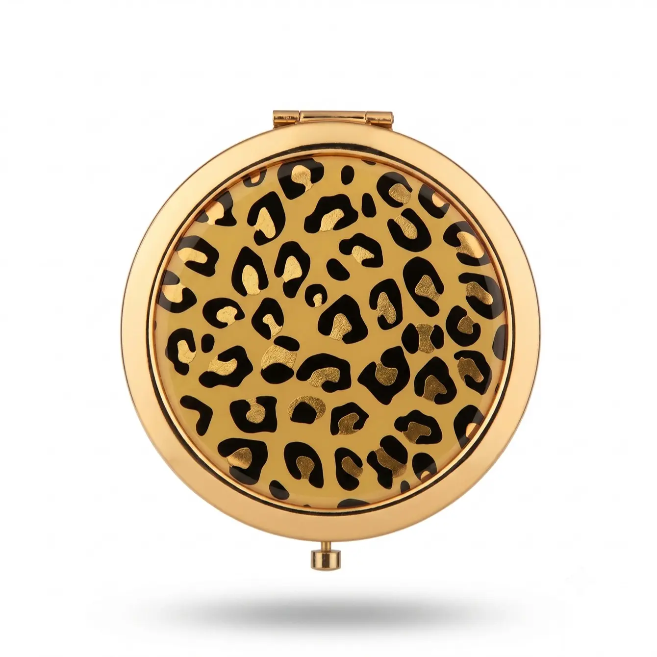 Portable Dual-Sided Makeup Mirror, 1x/3x Magnifier, Compact Travel Makeup Mirror, Leopard Gold Fashion, Lightweight Handheld Mirror