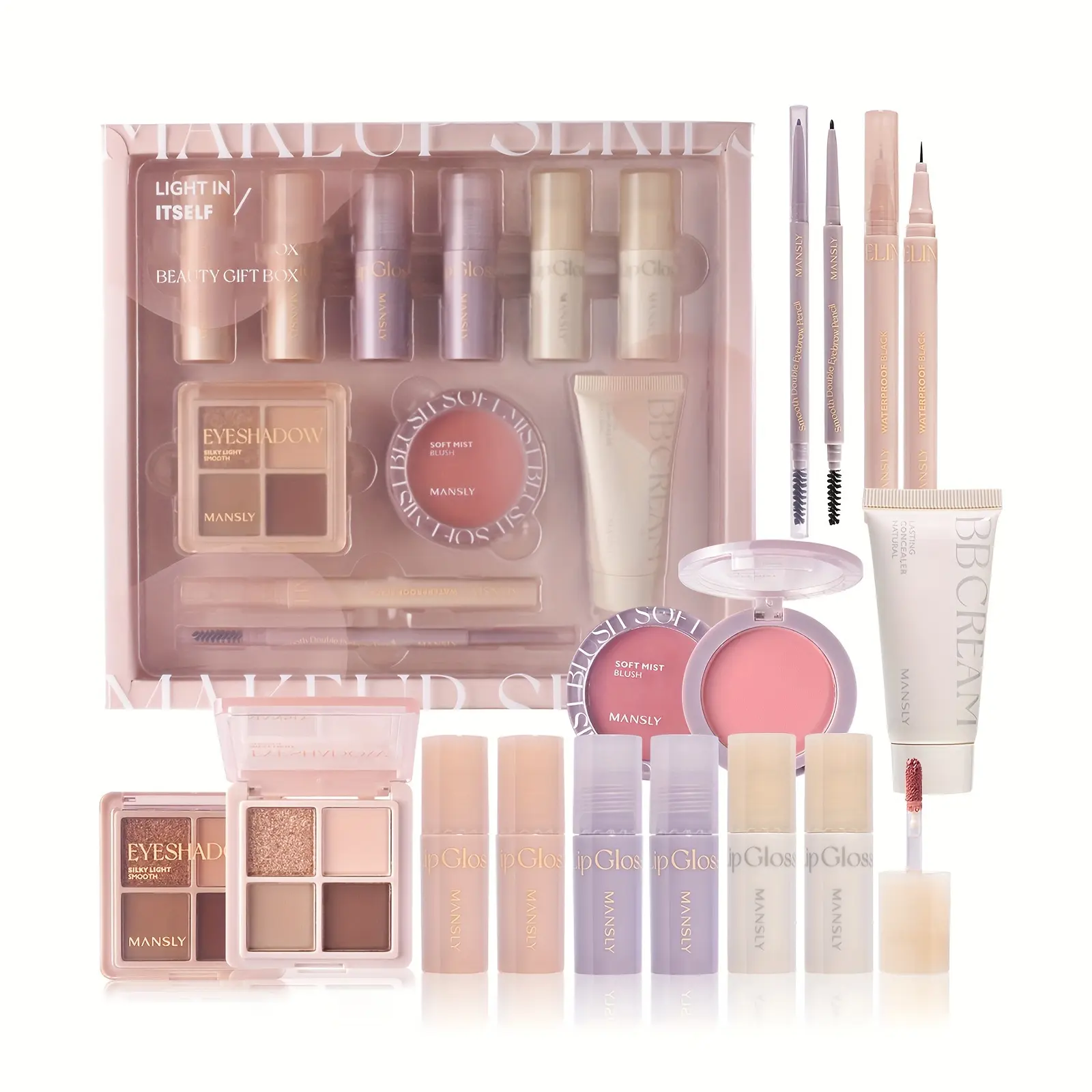 11-Piece Makeup Gift Set, Complete Full Face Cosmetics Kit with Eyeshadow, Blush, BB Cream, Lip Gloss, Eyeliner, and Eyebrow Pencil, Set A, Makeup Kits, Beauty Set