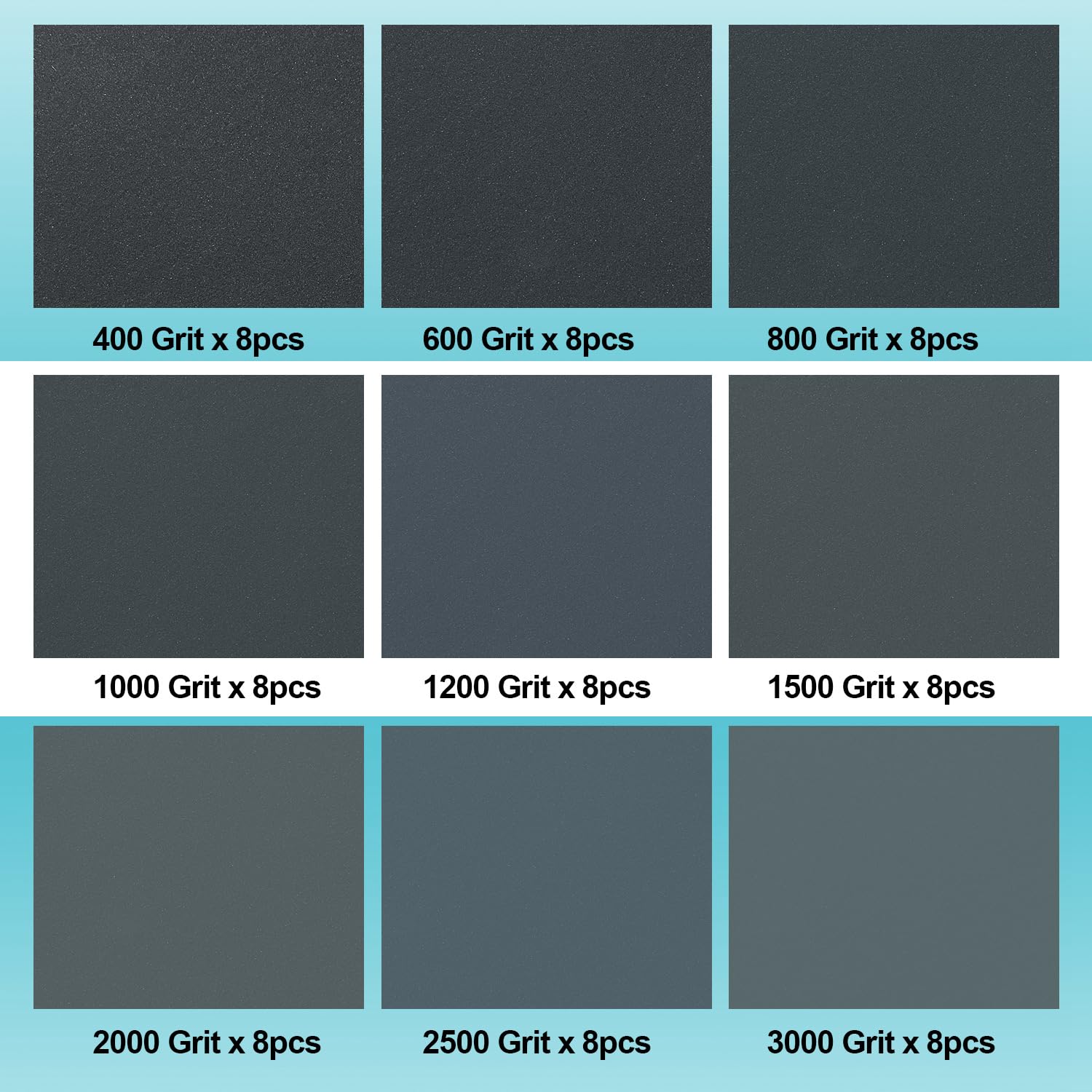 72 count Sand Paper, Wet Dry Sandpaper Assortment Pack, Assorted for Furniture Metal Finishing and Automotive Polishing, 400/600/800/1000/1200/1500/2000/2500/3000 Grit, 9 x 3.6 Inch 72 count Sand Paper, Wet Dry Sandpaper Assortment Pack, Assorted for Furniture Metal Finishing and Automotive Polishing, 400/600/800/1000/1200/1500/2000/2500/3000 Grit, 9 x 3.6 Inch