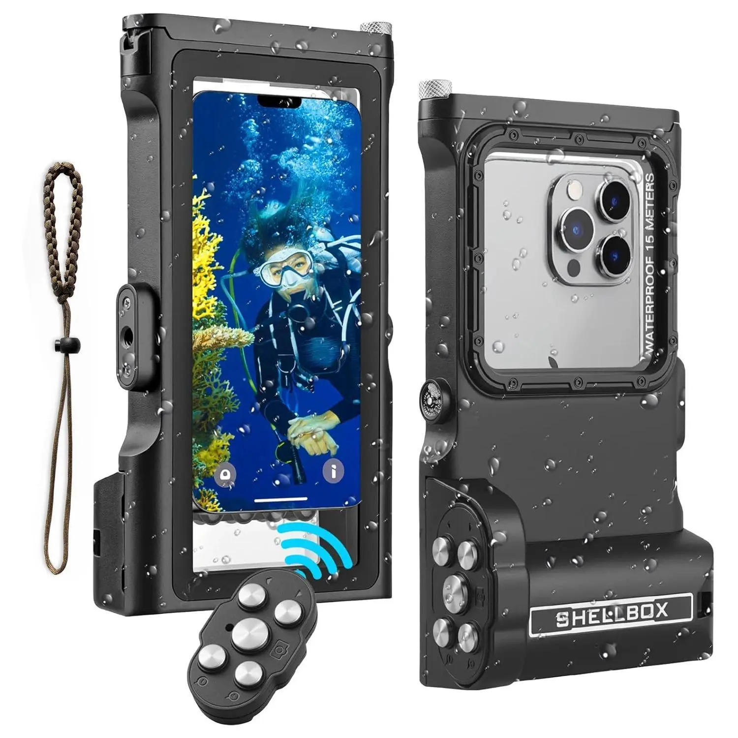 Universal Waterproof Phone Case for up to 6.9"Phones,with Bluetooth Remote for Photos and Videos, for iPhone Samsung Smart Phone
