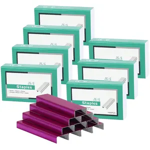 7 Pack Rose Red 26/6  - High-Visibility Color-Coding Standard  for Desk Staplers, Urgent Document Filing & Teacher Grading, 7000 Count (Rose Red)
