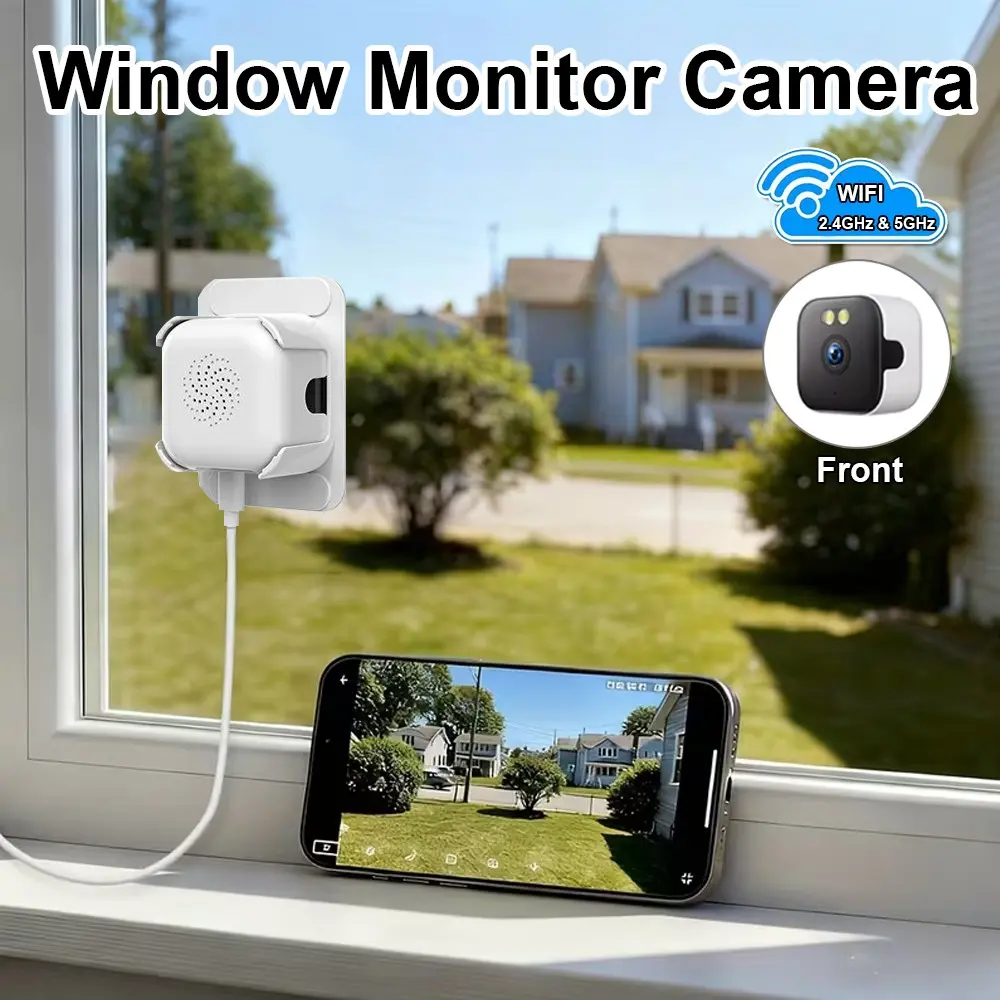 Home Window Paste HD Surveillance Camera 2K Resolution Full Color Night Vision Two-way Audio 2.4GHz&5GHz Wifi Security Cam