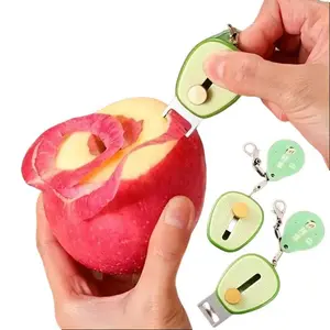 3-Piece Retractable Fruit Peeler Set with Keychain, Smooth Stainless Steel Blade and Sturdy Plastic Shell for Camping & Travel