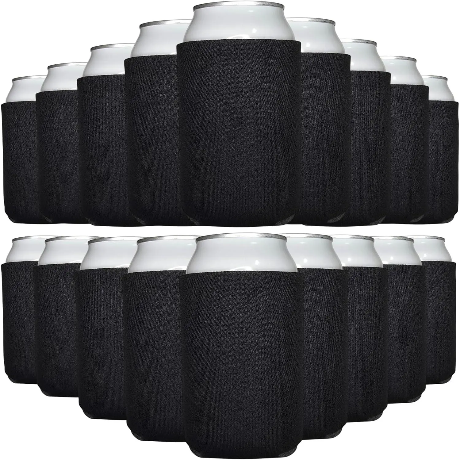 TahoeBay 12oz Bulk Blank Collapsible Can Cooler Sleeves, 25-Pack Black Polyurethane Soft Insulators for Beer Cans/Bottles, Compatible with Sublimation, DTF, Heat Transfer Vinyl, HTV, Heat Press (Sports & Outdoor Camping Kitchen Use)