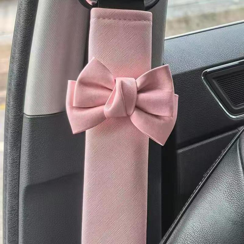 2026 New Cute Bowknot Design Car Seat Belt Cover Soft Comfort Shoulder Pad Girly Car Interior Decoration Accessories for Daily Commute Road Trip TikTokShop,summerwins