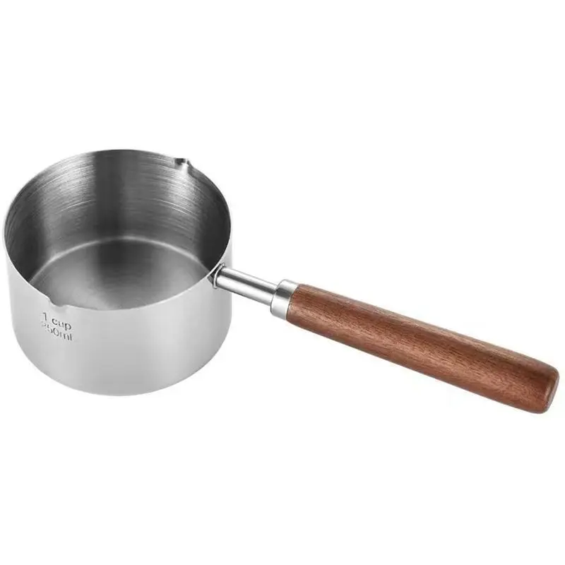 Stainless Steel Mini Sauce Pan,250ml Small Pot with Pour Spout | for Melting Butter or Heating Milk.Pour Spout Design Ideal for Singles, Babies,and Coffee Lovers.