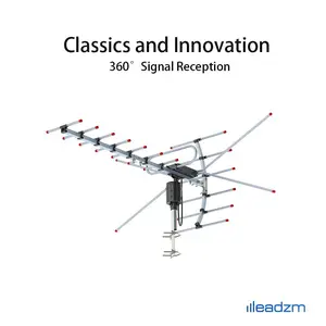 LEADZM Outdoor HD TV Antenna, 110 Miles Range 360°Rotation UV 45-230MHz/470-860MHz 15-22dB with 8m Wire Outdoor Antenna Black