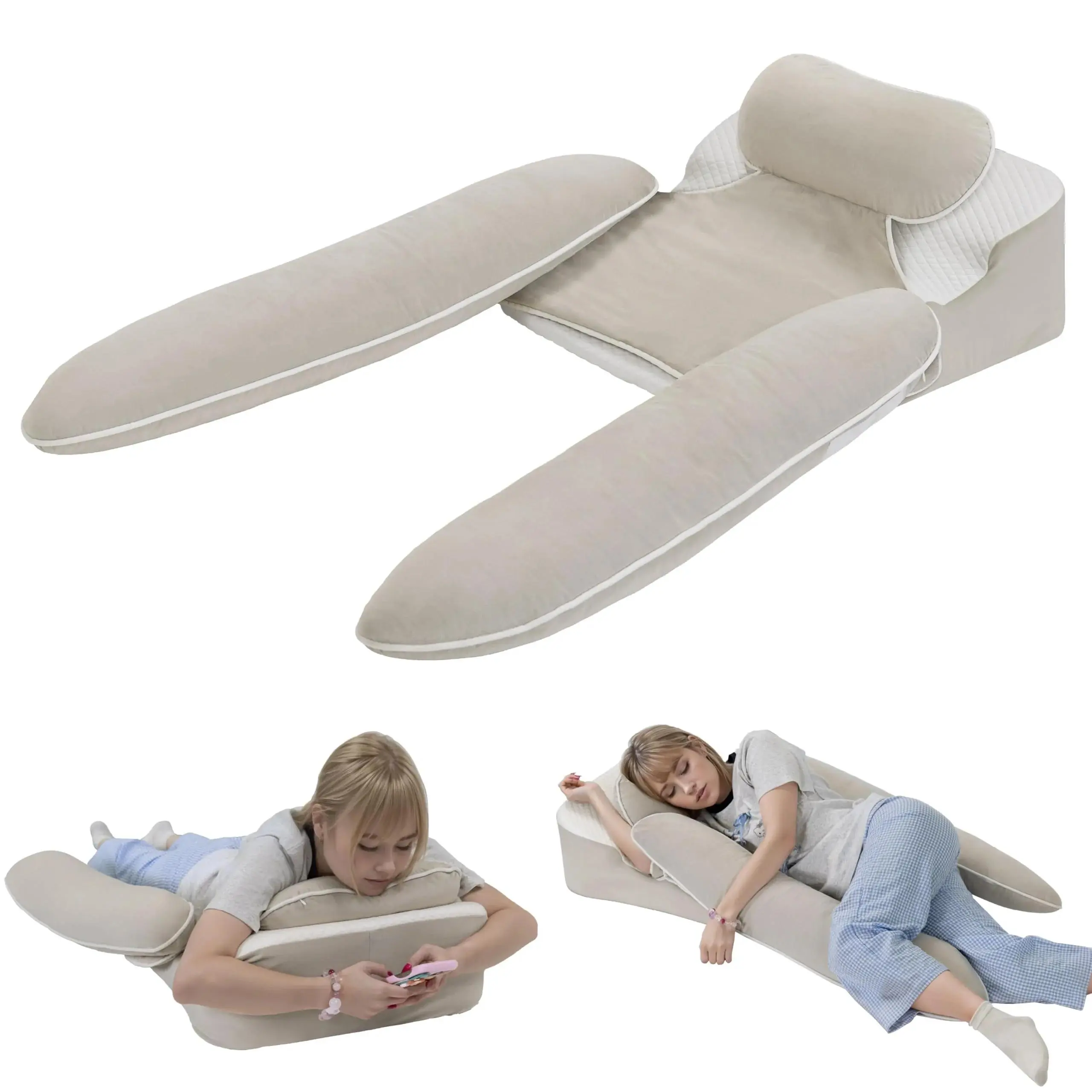 Multi-Position Full Body Wedge Pillow, Ergonomic Support Cushion for Side Sleepers, Ideal for Reading, Working, Napping & Post-Op Recovery