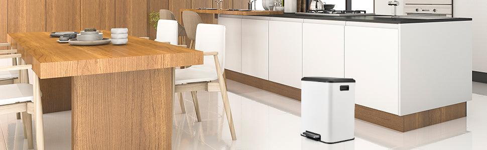【Black Friday】GARVEE Touchless Dual Step Trash Can and Recycling Bin - 8 Gallon Capacity with Soft Close Lid, Ideal for Kitchen, Dining, or Living Room, Stainless Steel Finish, Features 2x15L Rectangular Bins for Efficient Waste Management.