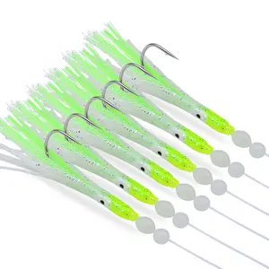 2 X 6Pcs/Set Luminous Squid Sabiki Rig Baits Soft Octopus Fishing Hook Bass Trout Salmon Lures Freshwater Saltwater