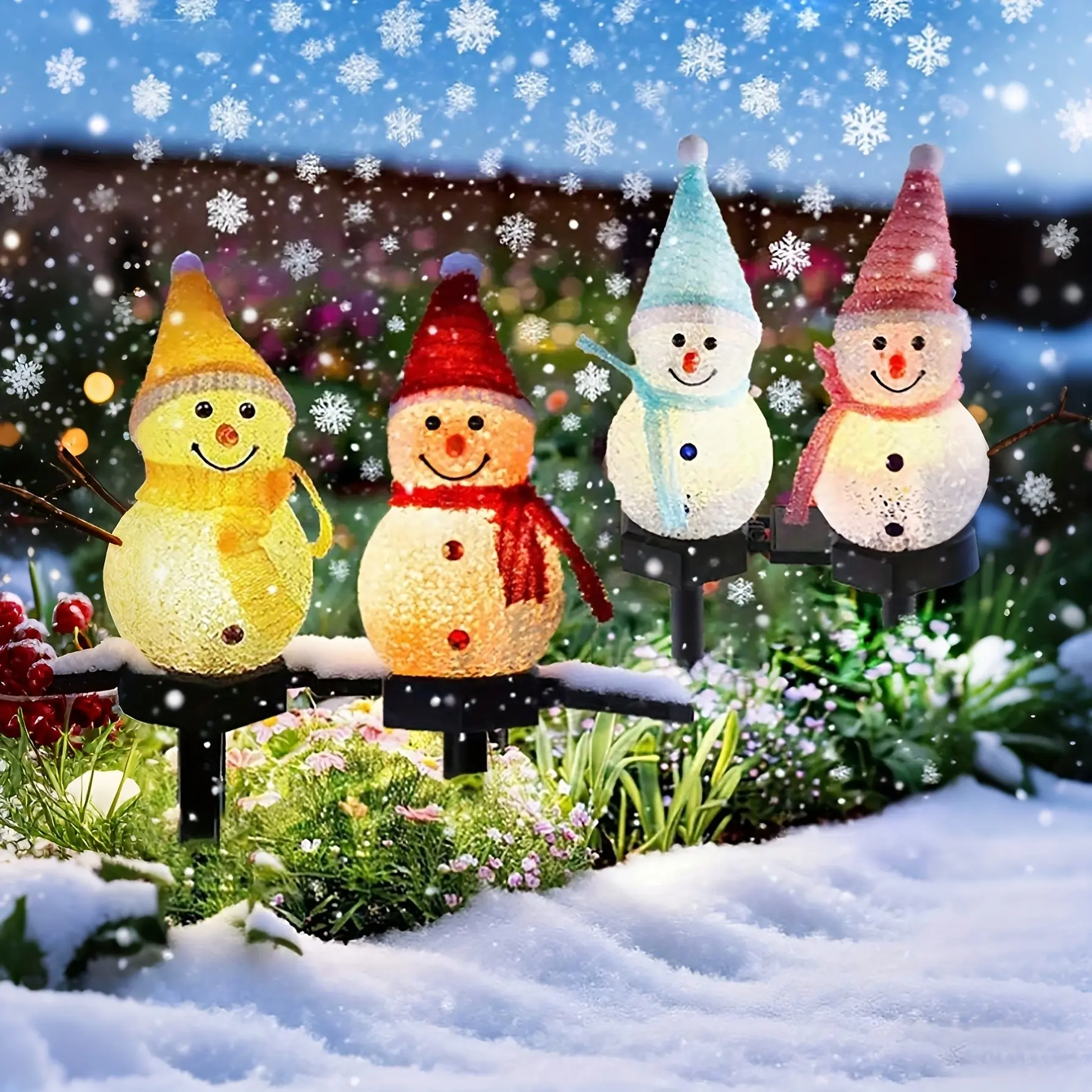 1/2 Pack Solar Snowman Lights，Solar Snowman Light Decorations,Solar Christmas Snowman Stake Light, Outdoor Christmas Decorations,Outdoor Waterproof Design Solar Powered Garden Snowman Lights, Christmas Yard Decor, Decorative Pathway Light