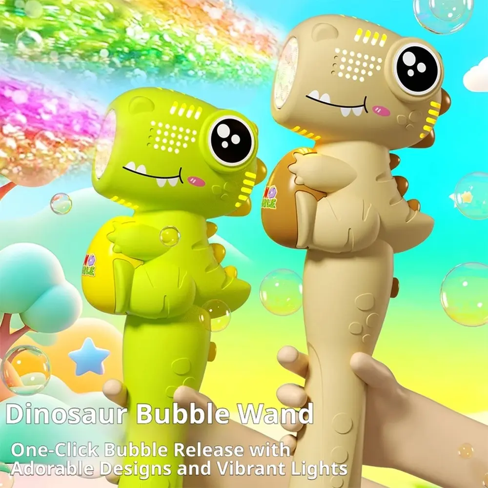 Handheld Multi-Hole Dinosaur Plastic Body Bubble Machine - Automatic Blower with Light-Up Bubbles, 8-10 Years Kids' Outdoor Party & Birthday Toy