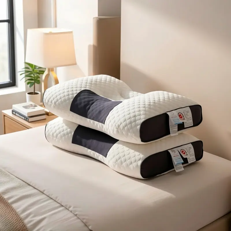 2pcs Ergonomic Neck Pillows for Sleeping - Adjustable Contour Support, Removable Cover, High-Quality Polyester Filling, Machine Washable, White, 4-Season Use, Modern Durable Design pillows for sleeping