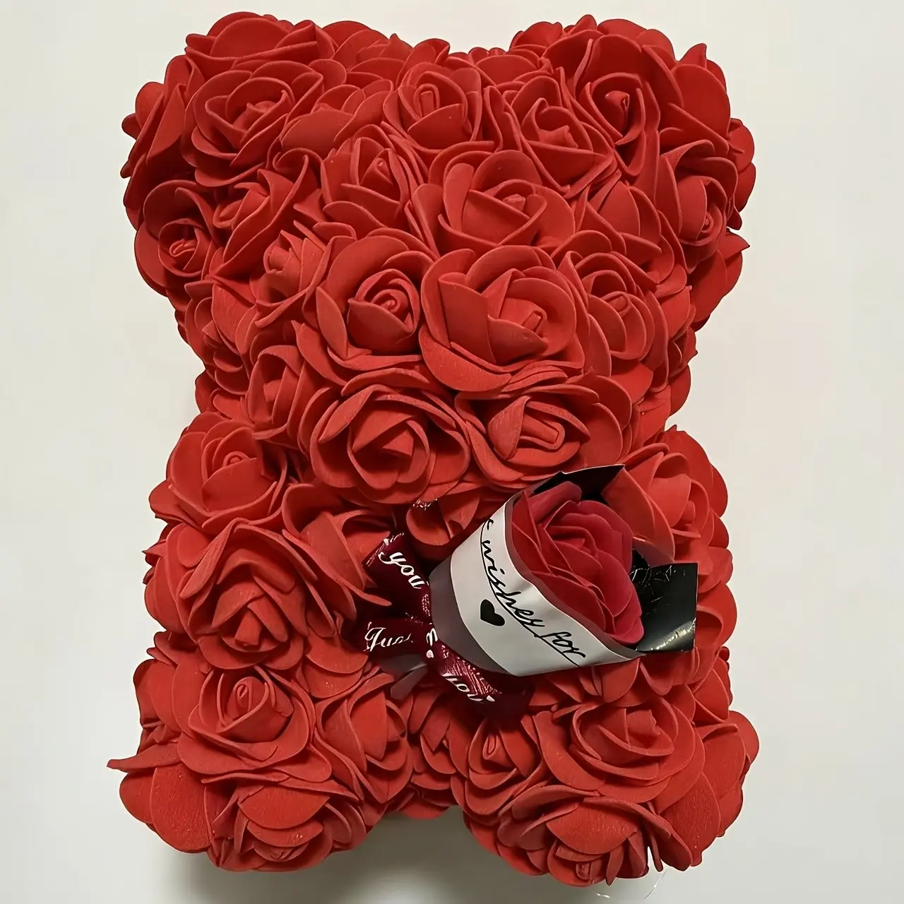 Romantic Mini Rose Bear Bouquet, 20cm Pe Foam Artificial Rose Bear, Valentine's Day Gift for Girlfriend, Mother's Day, Christmas, Party Gift, Artificial Flower