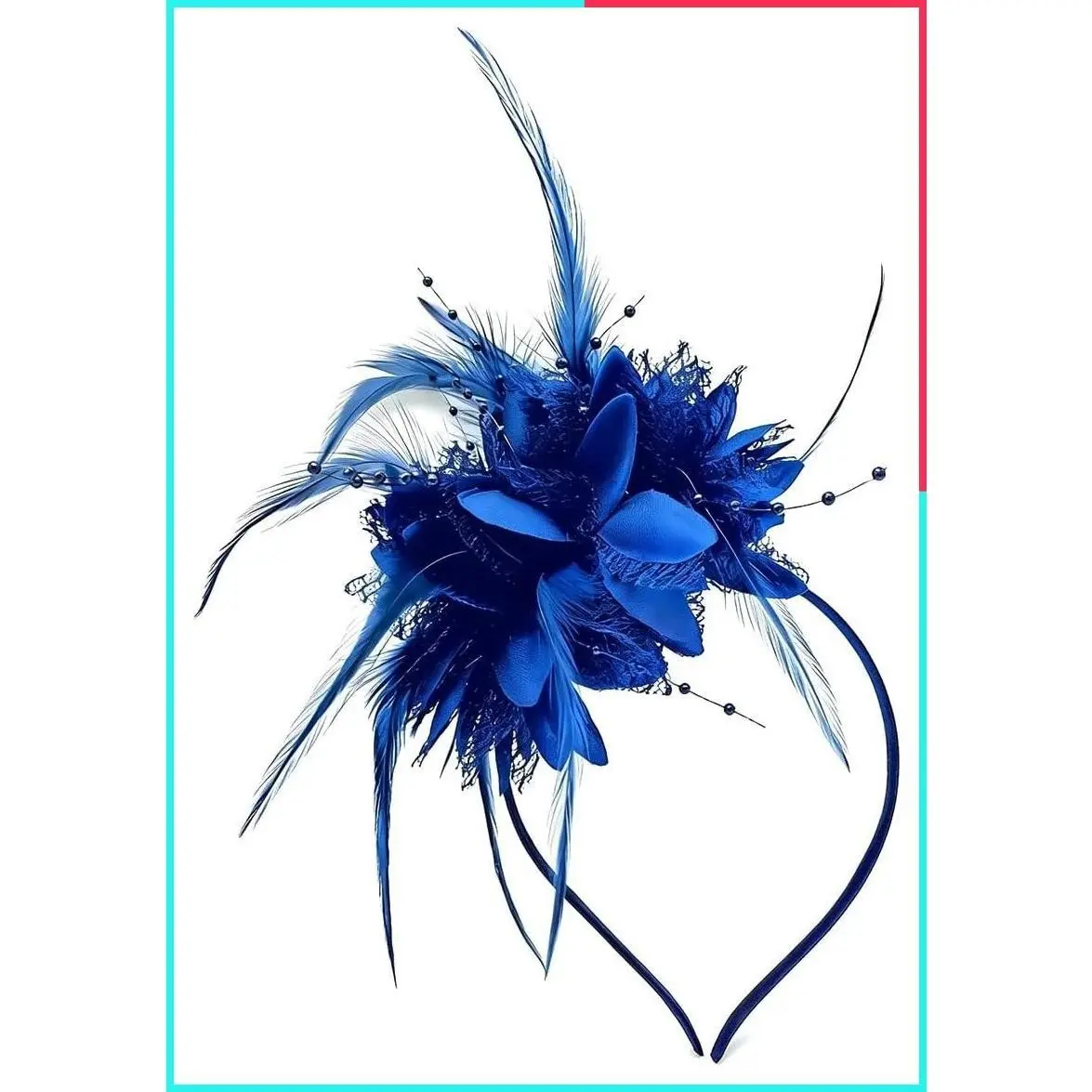 Women's Feather Floral Lace Fascinator Headband for Tea Party Wedding Church Cocktail Dress Up