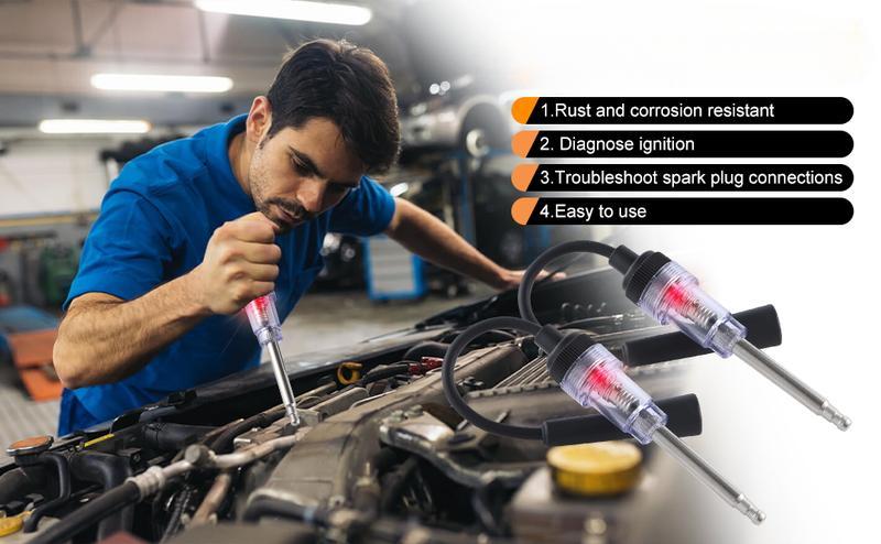 Inline Spark Plug Tester, Plug-in Engine Ignition Tester, Car Exterior Accessories, Automobile, Lawn Mower,Engine Verification-Armature Diagnostic Test Tool