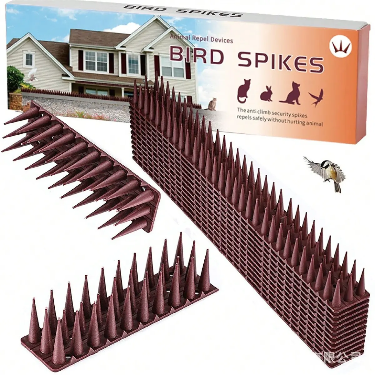 Bird-Repellent Spikes, Outdoor Pigeon-Repellent Spikes, Deter Raccoons and Squirrels, Plastic Spikes for Patios, Roofs, Fences, Windows